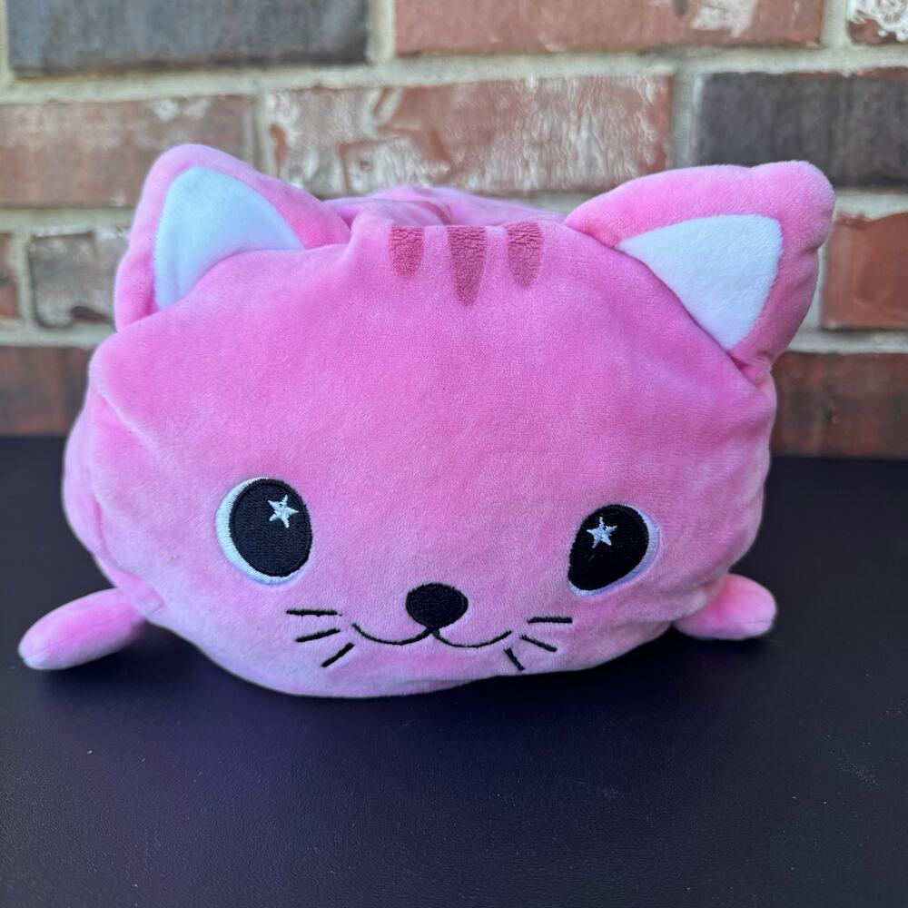 Hot Pink Cat Squishable Plushie Kawaii Star Eyes Kitty